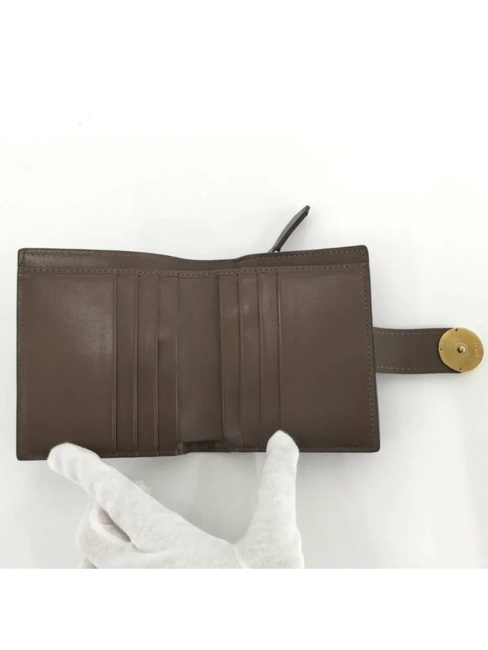 Fendi Compact Wallet F's Leather Khaki